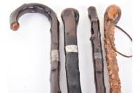 4x assorted knobbly walking sticks