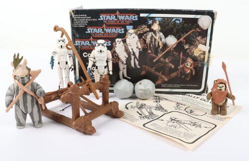 Scarce Vintage Boxed Star Wars The Power of The Force Tri Logo Ewok Combat Complete Playpack