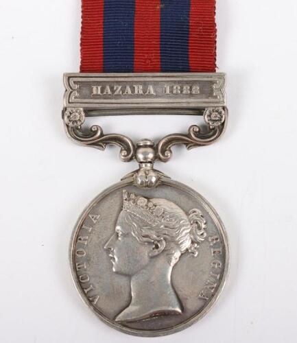 An Interesting Hazara Campaign India General Service Medal to a Soldier in the Northumberland Fusiliers Who Was Reduced in Rank Twice