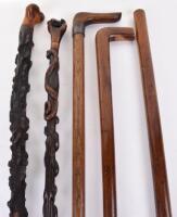 5x assorted wooden walking sticks c.1900