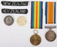 Great War New Zealand Medal and Silver War Badge Group