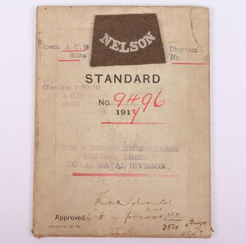 Extremely Rare WW1 1917 Sealed Pattern Nelson Battalion Royal Naval Division (R.N.D) Embroidered Cloth Shoulder Title