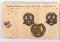 Regimentally Important Isle of Wight Rifles Forage Cap Badge and Collar Badges 1902-08 on Retailers Card Belonging to Colonel Hobart