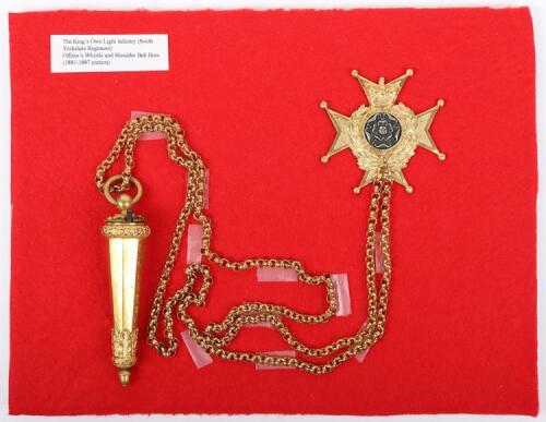 Victorian The Kings Own Light Infantry (South Yorkshire Regiment) Officers Cross Belt Badge and Whistle