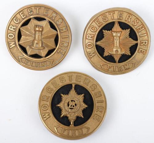 Three Patterns of Worcestershire Regiment Other Ranks Helmet Plate Centres