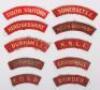 10x WW2 British Printed Regimental Shoulder Titles