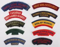 10x WW2 Canadian Printed Regimental Shoulder Titles