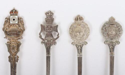 7x Hallmarked Silver Regimental Spoons for the Rifle Brigade, Kings ...