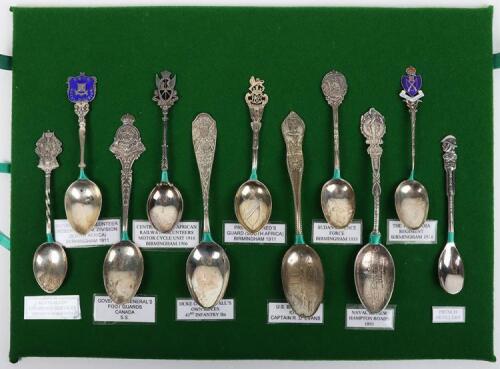 Grouping of Mostly Commonwealth Nations Hallmarked Silver and Plated Regimental Spoons