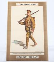 WW1 Parliamentary Recruiting Poster No 22 ‘Come Along Boys! Enlist To-Day’