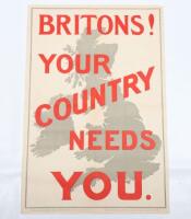 WW1 Parliamentary Recruiting Poster No 23 ‘Britons! Your Country Needs You’