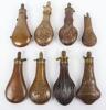 8x Assorted Gun-Sized Copper Powder Flasks - 2