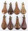 8x Assorted Gun-Sized Copper Powder Flasks - 2