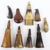 8x Assorted 19th Century Horn Powder Flasks