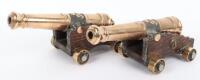 Decorative Pair of Brass Barrelled Model Ships Cannon