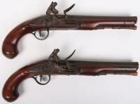 Good Pair of 20 Bore Brass Mounted Flintlock Holster Pistols c.1750