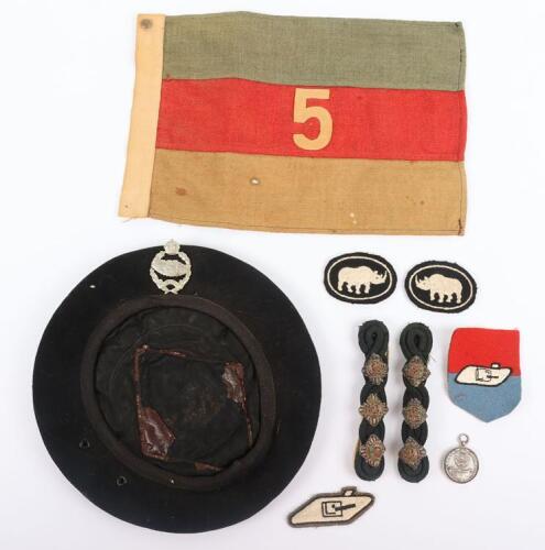 British 5th Squadron Royal Tank Regiment Beret, Badges and Unit Pennant Grouping of Captain H C Hooker