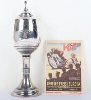 Third Reich NSKK Motorcycle Competition Trophy ‘Grosser Preis Von Europa – Sachsenring August 1938’ with Event Programme