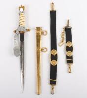 WW2 German Kriegsmarine Officers Dress Dagger with Portepee and Hanging Straps by Carl Eickhorn Solingen