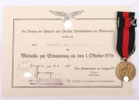 WW2 German 1st October Entry into Czechoslovakia Medal and Citation Pair,