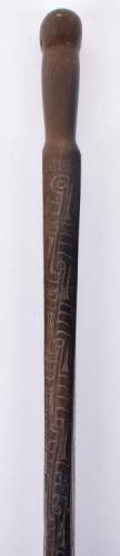 Interesting South Pacific Samoan London Missionary Society Native-Made Hard Wood Walking Stick, possibly Trobriand Islands or Samoa