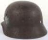 WW2 German Army M-35 Double Decal Battle Damaged Steel Combat Helmet Attributed to Leutnant Becker - 6