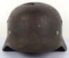 WW2 German Army M-35 Double Decal Battle Damaged Steel Combat Helmet Attributed to Leutnant Becker - 10