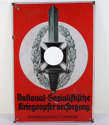 Third Reich NSKOV (Nationalsozialistische Kriegsopferversorgung) Enamel Building Sign