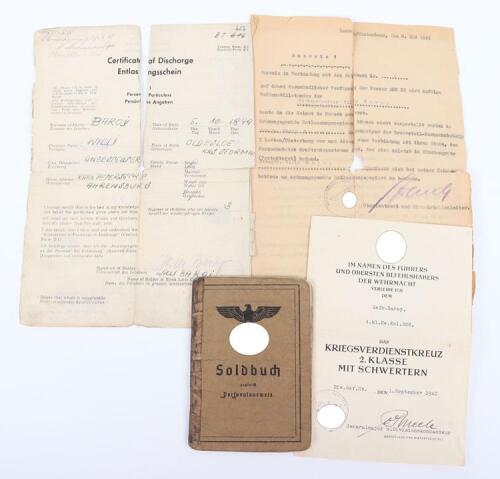 WW2 German Army Supply Unit Soldbuch and Award Citation Set