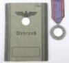 WW2 German Wherpass with Entry for the Luftschutz Decoration
