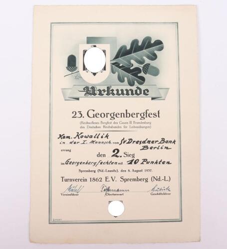 Third Reich NSRL Sports Association Citation