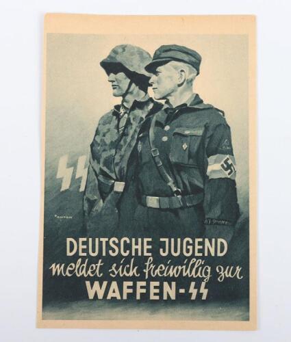 WW2 German Waffen-SS Hitlerjugend Division Recruitment Postcard