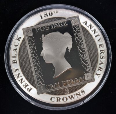 Proof 5oz silver commemorative medallion, 180th Anniversary Penny Black - 2