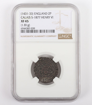 NGC Ð Henry VI (1422-61) First Reign, Pinecone-mascle Issue, Halfgroat, Calais - 3