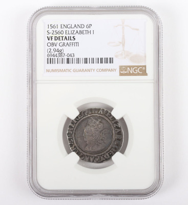 NGC - Elizabeth I (1558-1603), Third and fourth issues 1561-77, Sixpence, 1561 - 3