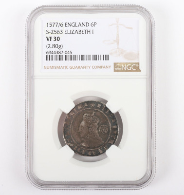 NGC - Elizabeth I (1558-1603), Third and fourth issues 1561-77, Sixpence, 1577/6 - 3