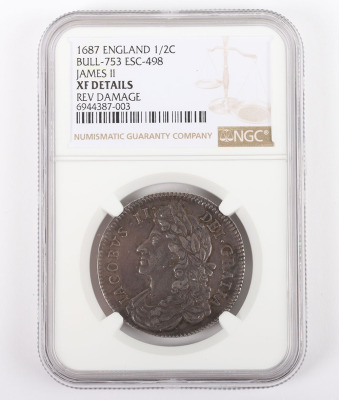 NGC - James II (1685-88), Halfcrown, 1687 - 4