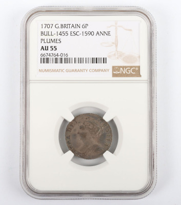 NGC &ETH; Anne (1702-14), Sixpence, 1707, post-union - 3