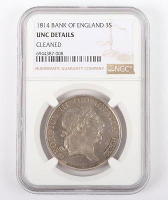 NGC - George III (1760-1820), 1814 Bank of England Three Shillings - 3