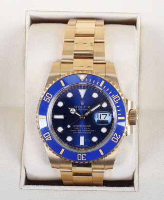 A Rolex Oyster Perpetual Date Submariner 18ct gold gentlemanÕs wristwatch, reference no. 116618LB, serial no. HL529xxx, circa 2019