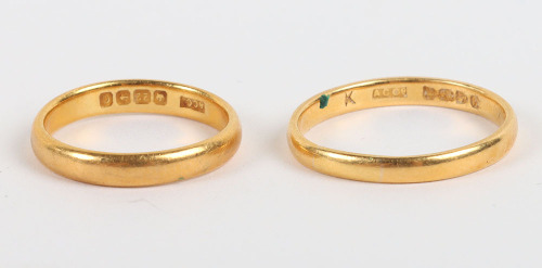 Two 22ct gold wedding bands