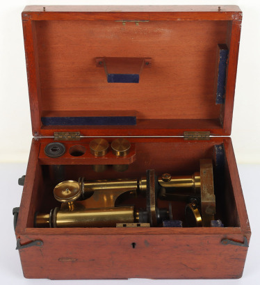 A late 19th century brass microscope by R & J Beck Ltd, London