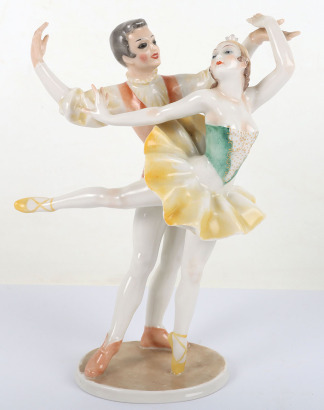 20th century Hutschenreuther figurine group, dancing ballet couple, by Carl Werner