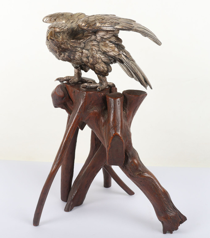 A large 19th century Japanese gilt bronze eagle Okimono