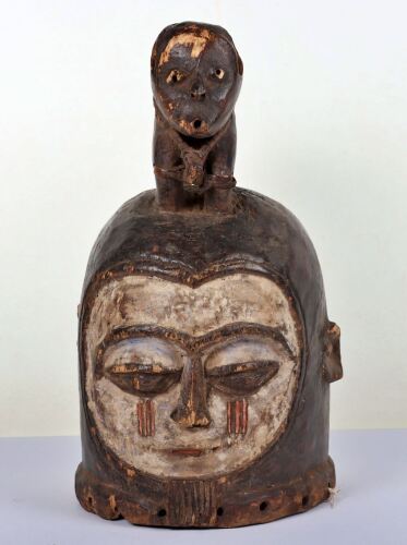 An African carved full helmet mask, possibly Ngontang from Gabon