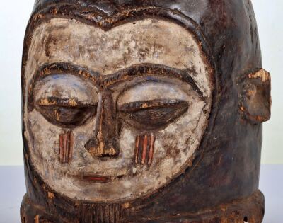 An African carved full helmet mask, possibly Ngontang from Gabon - 6