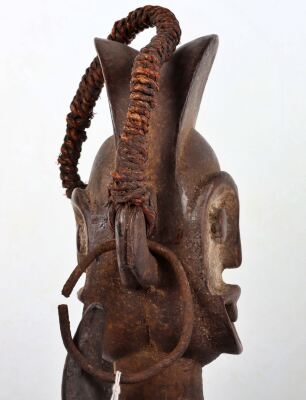 A carved African Ambete Reliquary figure mask helmet - 4