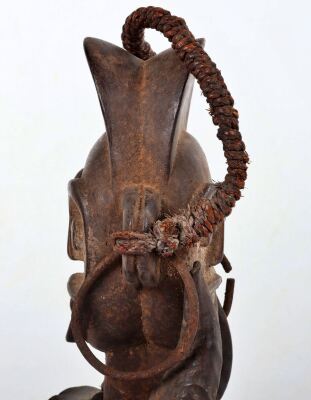 A carved African Ambete Reliquary figure mask helmet - 8