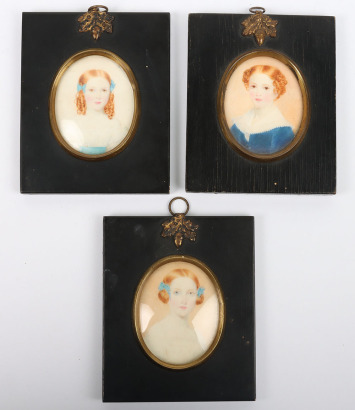 English School, 19th century, a set of three portrait miniatures of children