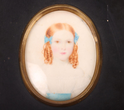 English School, 19th century, a set of three portrait miniatures of children - 2